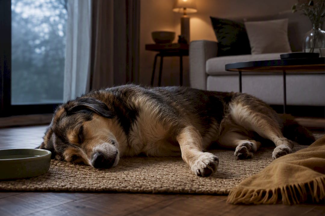 Dog sleeping peacefully in a calm room