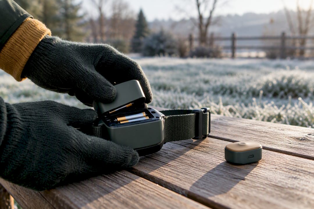 Battery compartment checked in cold outdoor conditions