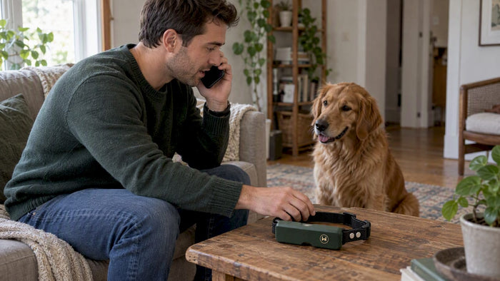 Owner checks HAVEN collar during setup call